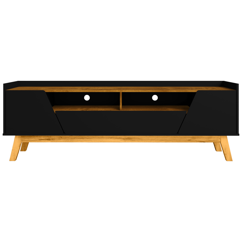 Rack Para Sala de Estar TV 70 Pol 180cm Morello B02 Preto Fosco Naturalle - Lyam Decor