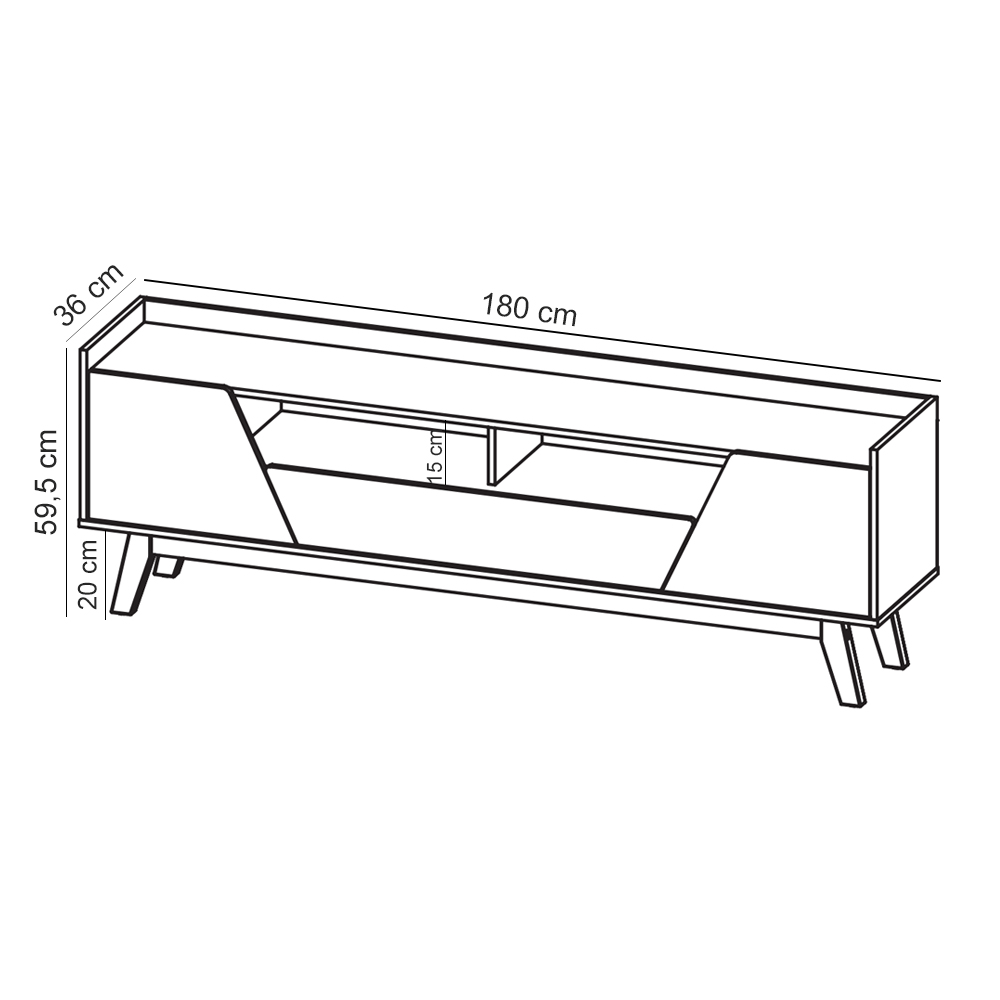 Rack Para Sala de Estar TV 70 Pol 180cm Morello B02 Preto Fosco Naturalle - Lyam Decor