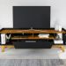 Rack Para Sala de Estar TV 70 Pol 180cm Morello B02 Preto Fosco Naturalle - Lyam Decor