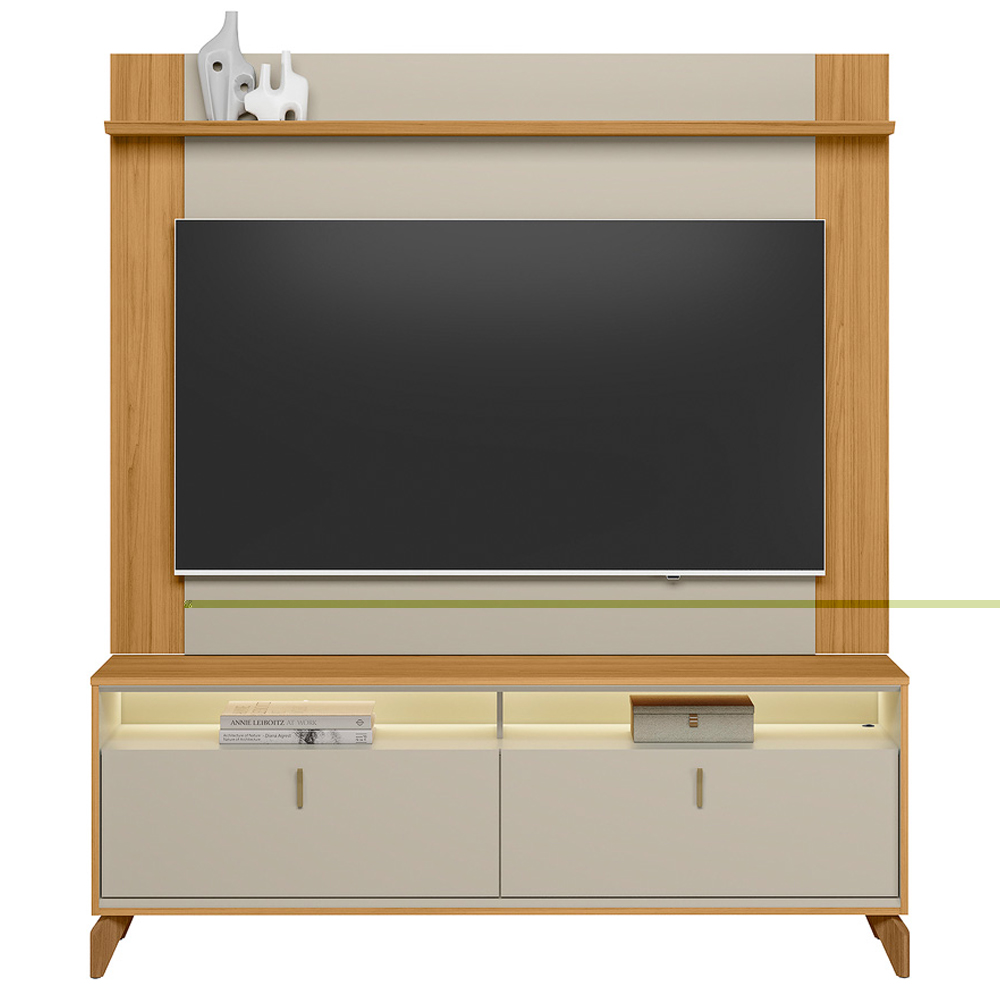 Rack Para Sala de Estar TV 70 Pol Com LED 160cm Naomi L05 Tauari Off White Fosco - Lyam Decor