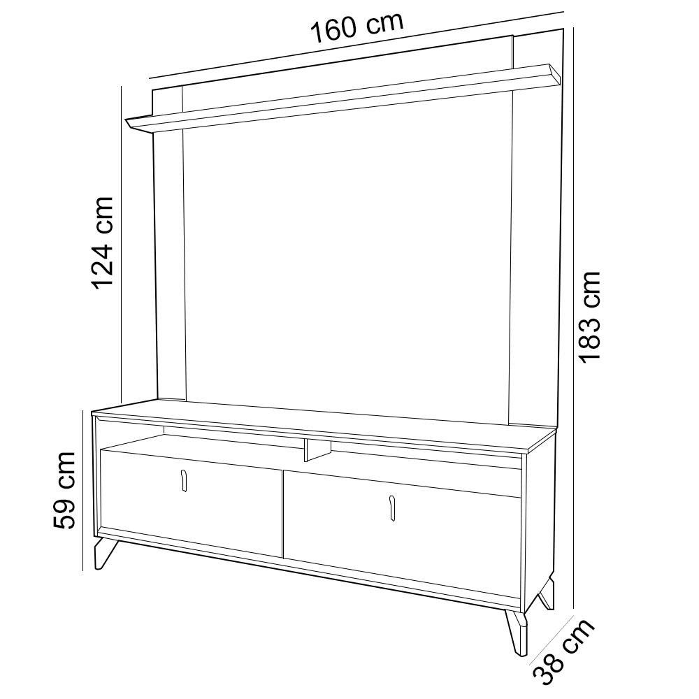 Rack Para Sala de Estar TV 70 Pol Com LED 160cm Naomi L05 Tauari Off White Fosco - Lyam Decor