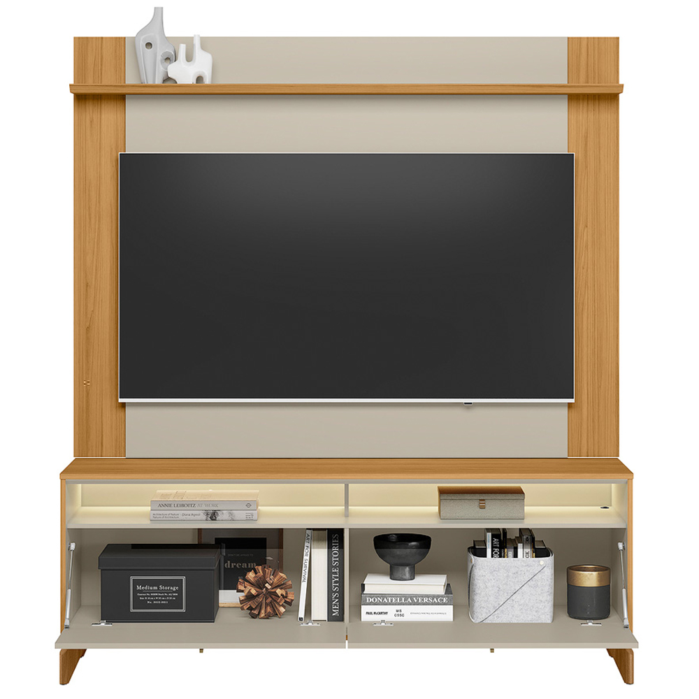 Rack Para Sala de Estar TV 70 Pol Com LED 160cm Naomi L05 Tauari Off White Fosco - Lyam Decor