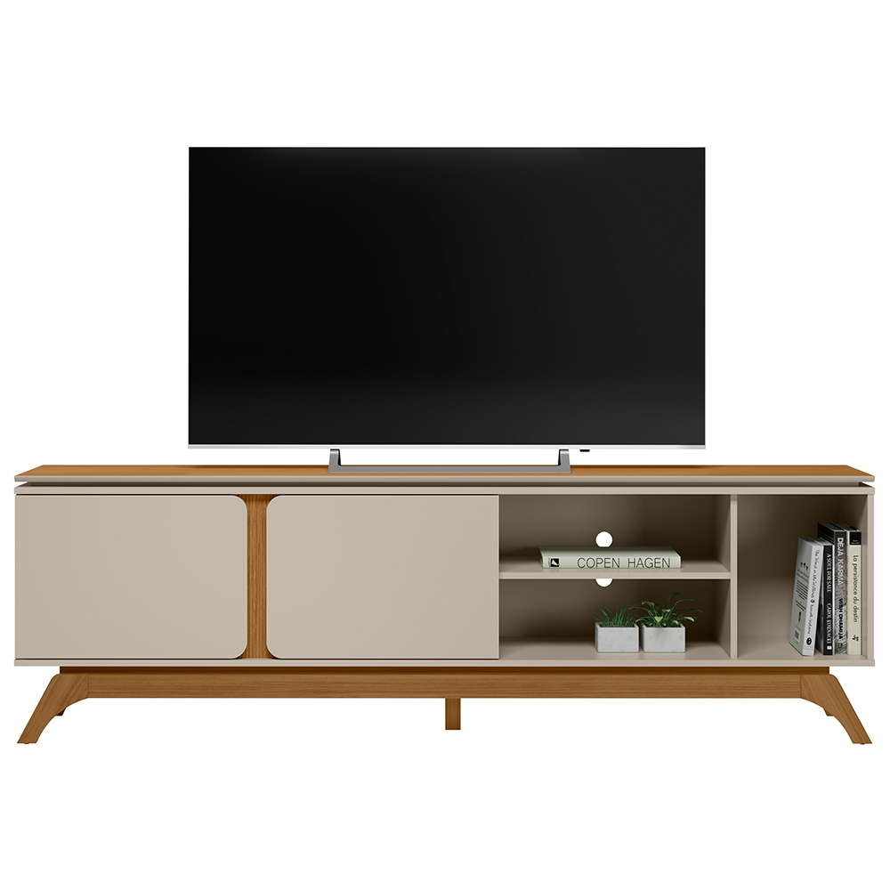 Rack Para Sala de Estar TV 70 Pol Pés Retrô Turkey L05 Nature Off White - Lyam Decor
