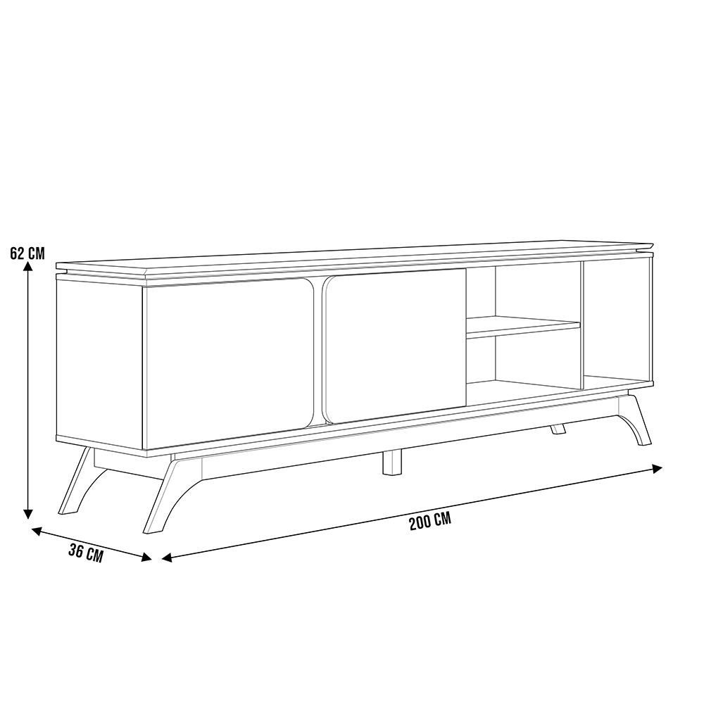 Rack Para Sala de Estar TV 70 Pol Pés Retrô Turkey L05 Nature Off White - Lyam Decor
