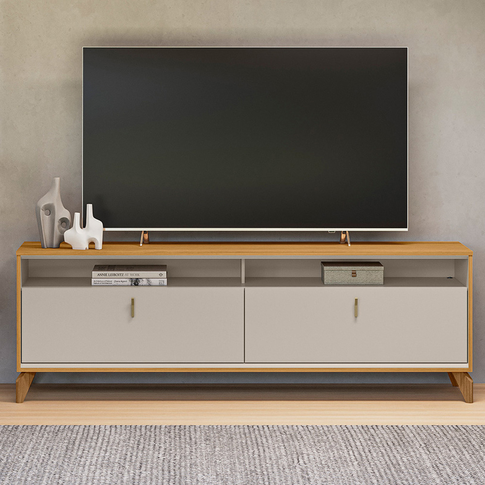 Rack Para Sala de Estar TV 75 Pol 182cm Naomi L05 Tauari Off White Fosco - Lyam Decor