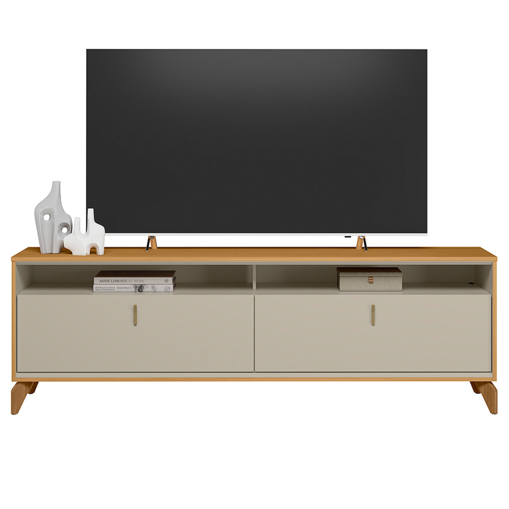Rack Para Sala de Estar TV 75 Pol 182cm Naomi L05 Tauari Off White Fosco - Lyam Decor