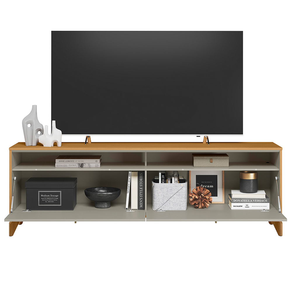 Rack Para Sala de Estar TV 75 Pol 182cm Naomi L05 Tauari Off White Fosco - Lyam Decor