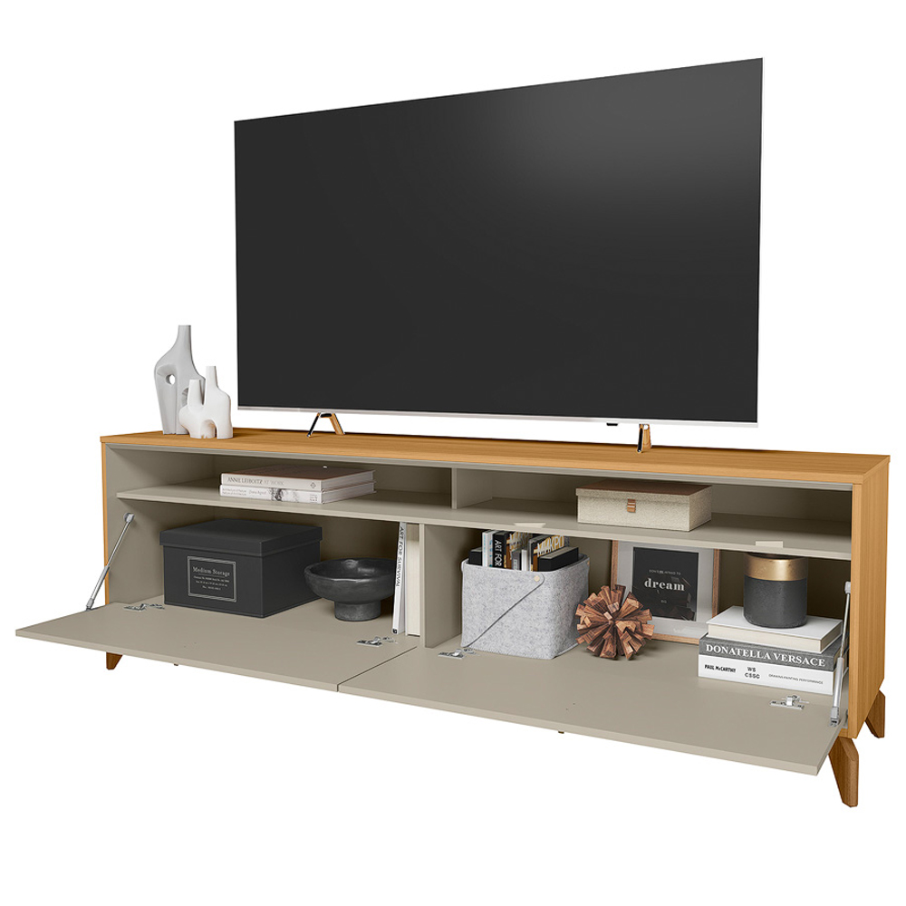 Rack Para Sala de Estar TV 75 Pol 182cm Naomi L05 Tauari Off White Fosco - Lyam Decor