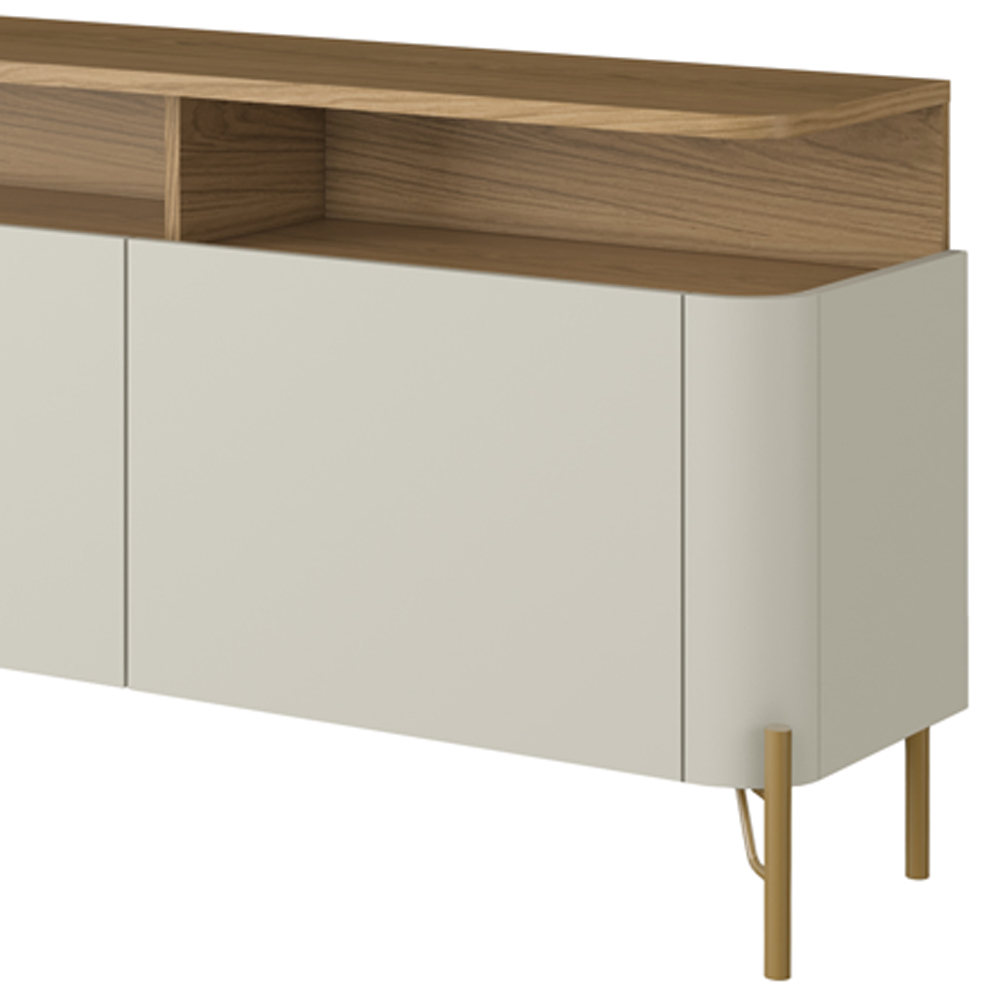 Rack Para Sala de Estar TV 75 Pol 4 Portas 180cm Pés Dourado Clio I03 Louro Luna - Lyam