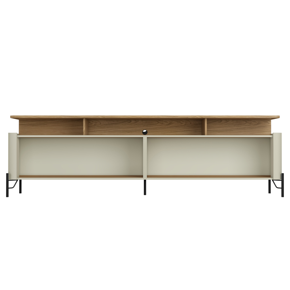 Rack Para Sala de Estar TV 75 Pol 4 Portas 180cm Pés Preto Clio I03 Louro Luna - Lyam