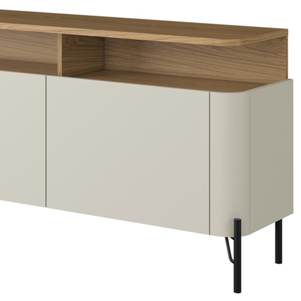 Rack Para Sala de Estar TV 75 Pol 4 Portas 180cm Pés Preto Clio I03 Louro Luna - Lyam