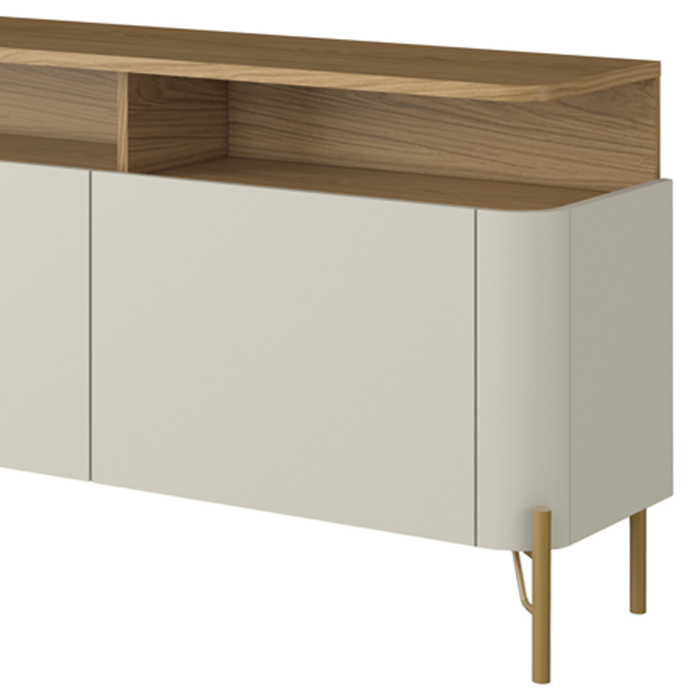 Rack Para Sala de Estar TV 75 Pol 4 Portas 220cm Pés Dourado Clio I03 Louro Luna - Lyam