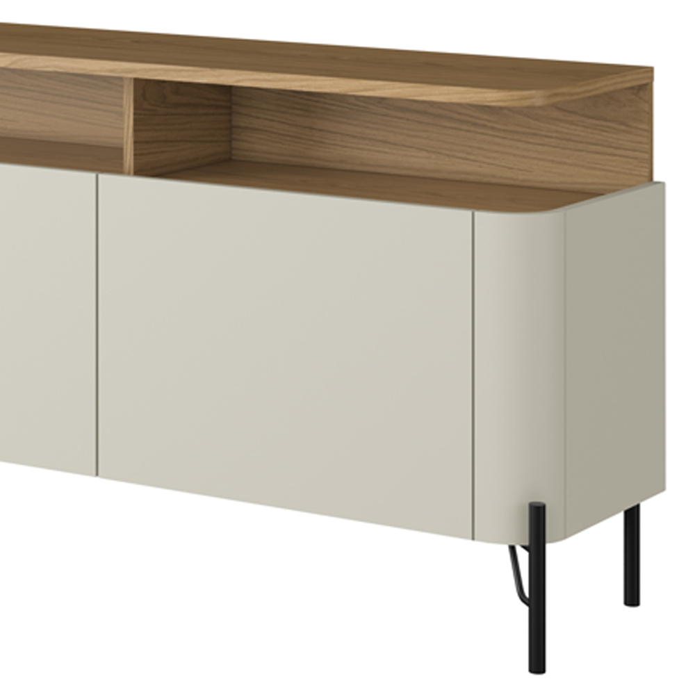 Rack Para Sala de Estar TV 75 Pol 4 Portas 220cm Pés Preto Clio I03 Louro Luna - Lyam