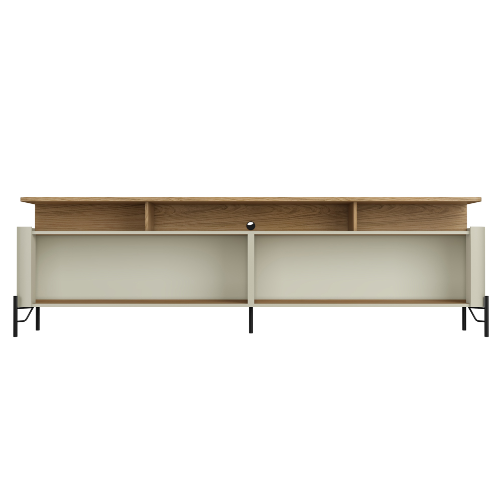 Rack Para Sala de Estar TV 75 Pol 4 Portas Brise 180cm Pés Preto Clio I03 Louro Luna - Lyam