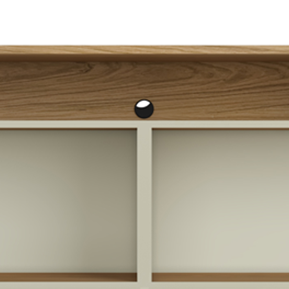 Rack Para Sala de Estar TV 75 Pol 4 Portas Brise 220cm Pés Dourado Clio I03 Louro Luna - Lyam