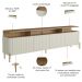 Rack Para Sala de Estar TV 75 Pol 4 Portas Brise 220cm Pés Dourado Clio I03 Louro Luna - Lyam