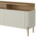 Rack Para Sala de Estar TV 75 Pol 4 Portas Brise 220cm Pés Dourado Clio I03 Louro Luna - Lyam