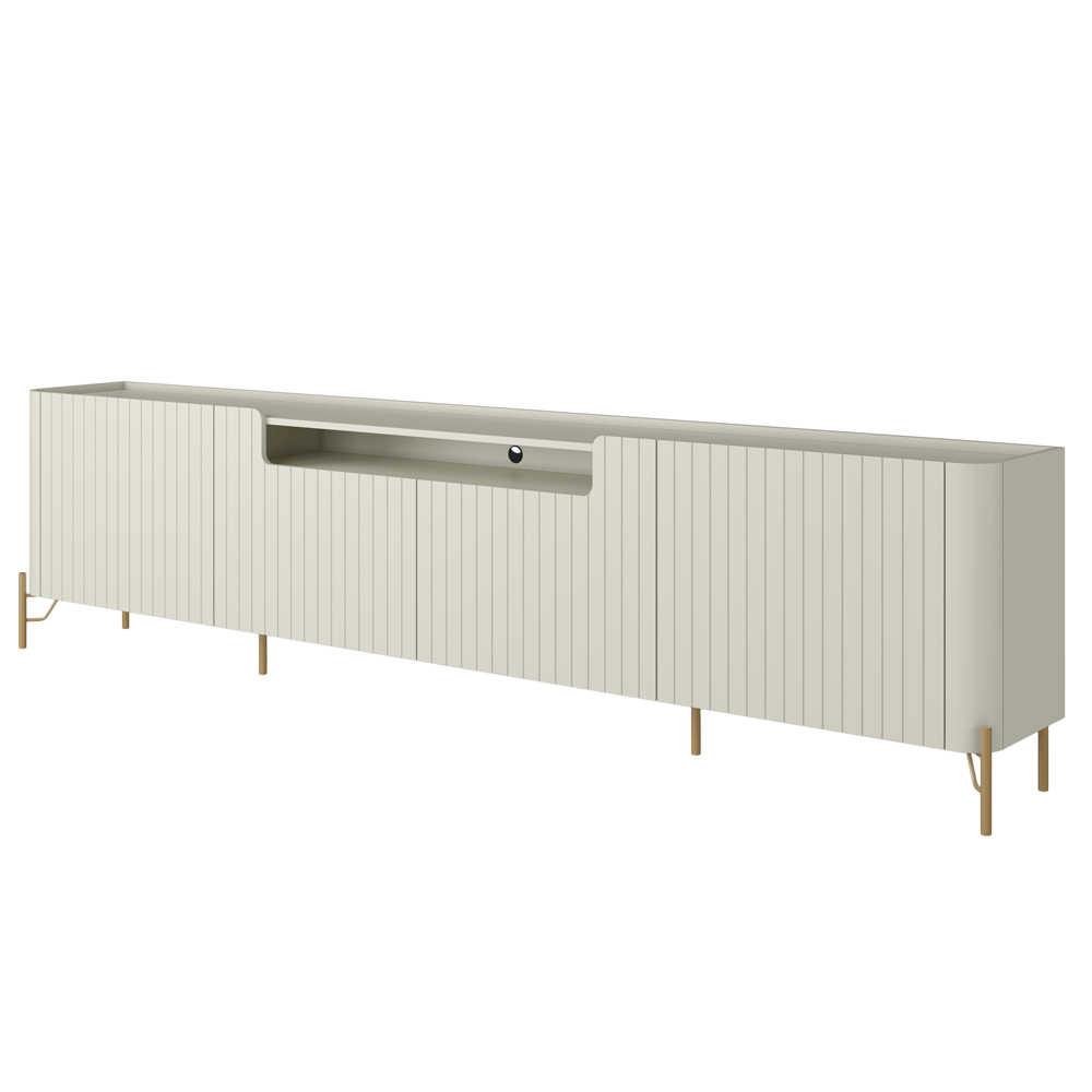 Rack Para Sala de Estar TV 75 Pol 4 Portas Brise Pés Industrial Dourado Alef I03 Luna - Lyam Decor