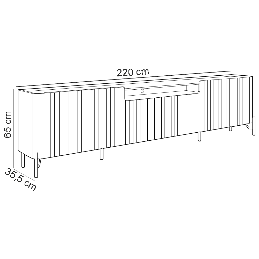 Rack Para Sala de Estar TV 75 Pol 4 Portas Brise Pés Industrial Dourado Alef I03 Musgo - Lyam Decor