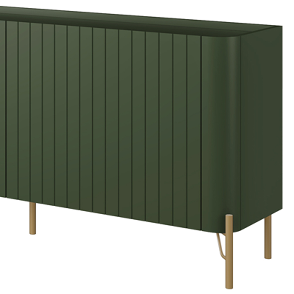 Rack Para Sala de Estar TV 75 Pol 4 Portas Brise Pés Industrial Dourado Alef I03 Musgo - Lyam Decor