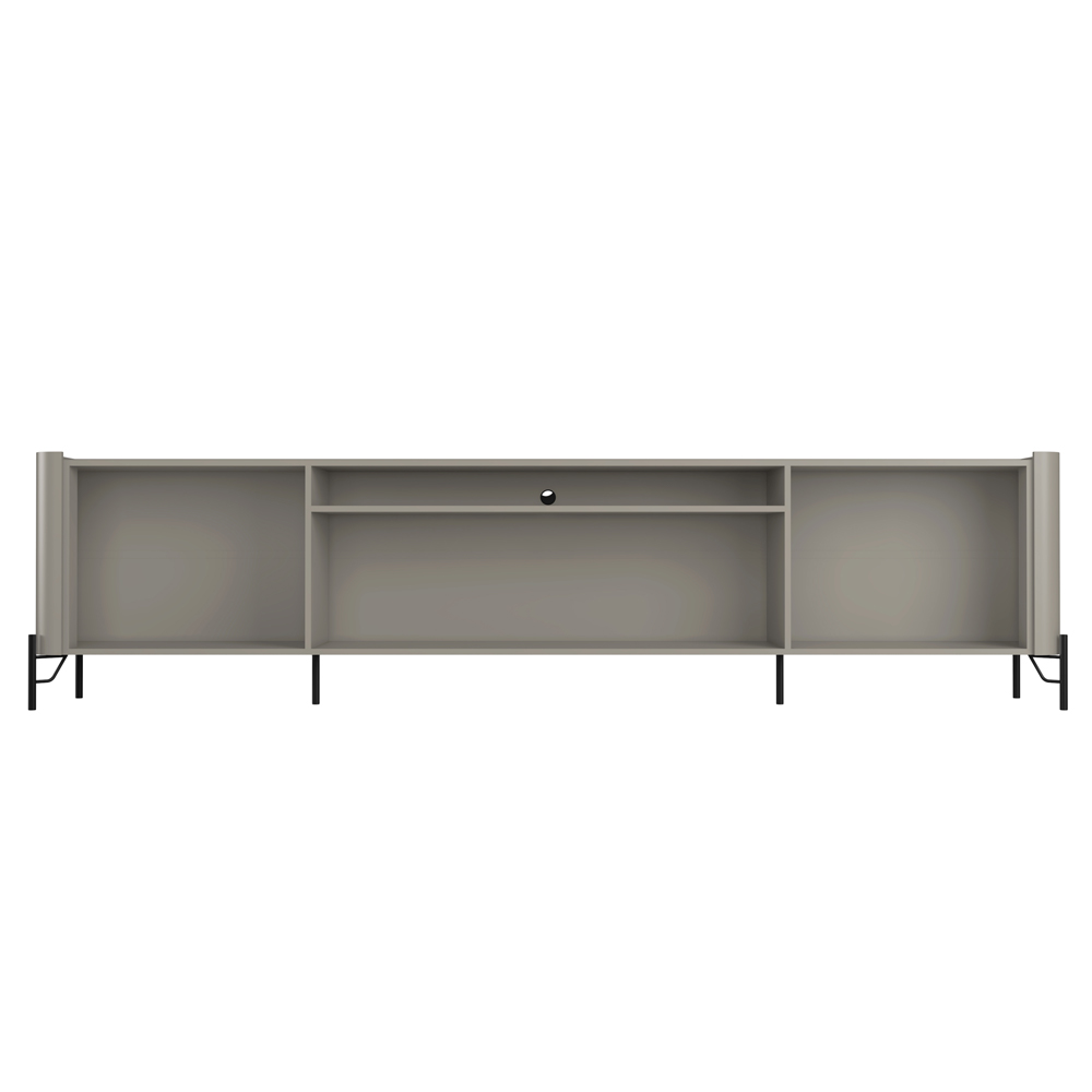 Rack Para Sala de Estar TV 75 Pol 4 Portas Brise Pés Industrial Preto Alef I03 Grigio - Lyam Decor