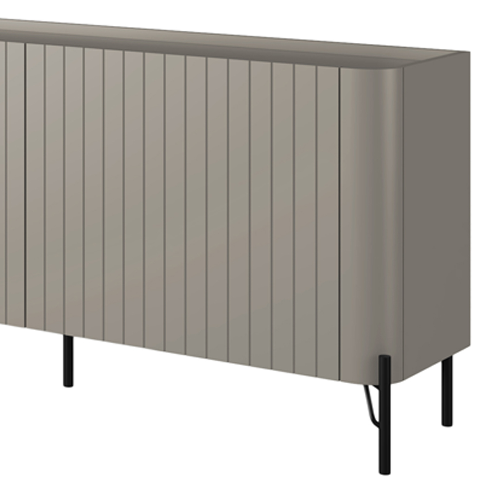 Rack Para Sala de Estar TV 75 Pol 4 Portas Brise Pés Industrial Preto Alef I03 Grigio - Lyam Decor