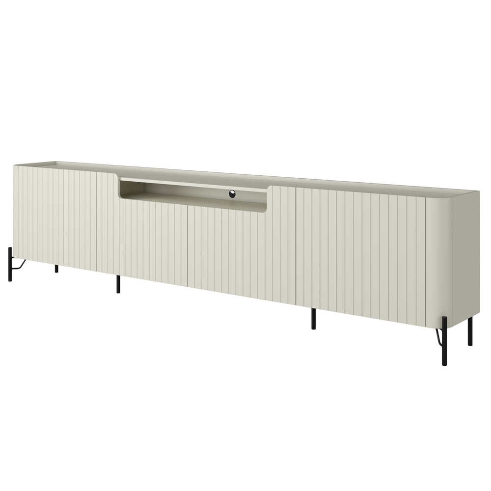 Rack Para Sala de Estar TV 75 Pol 4 Portas Brise Pés Industrial Preto Alef I03 Luna - Lyam Decor