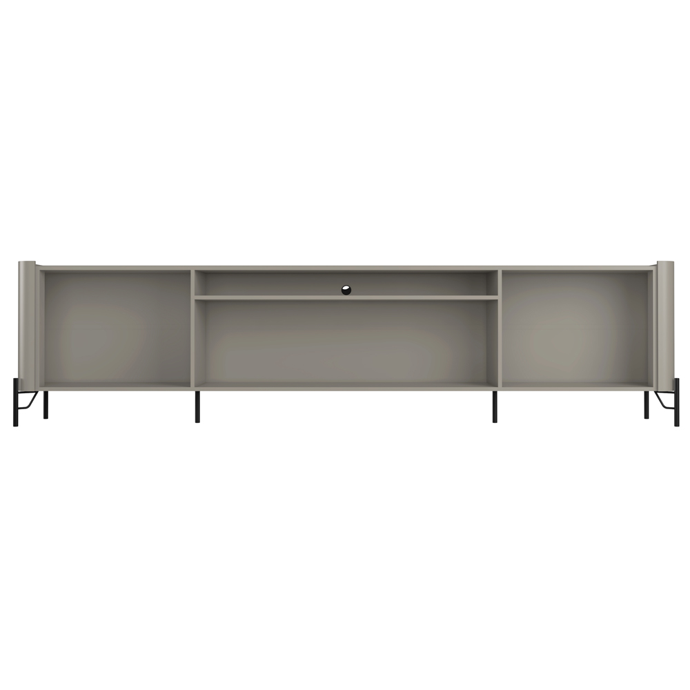 Rack Para Sala de Estar TV 75 Pol 4 Portas Pés Industrial Preto Alef I03 Grigio - Lyam Decor