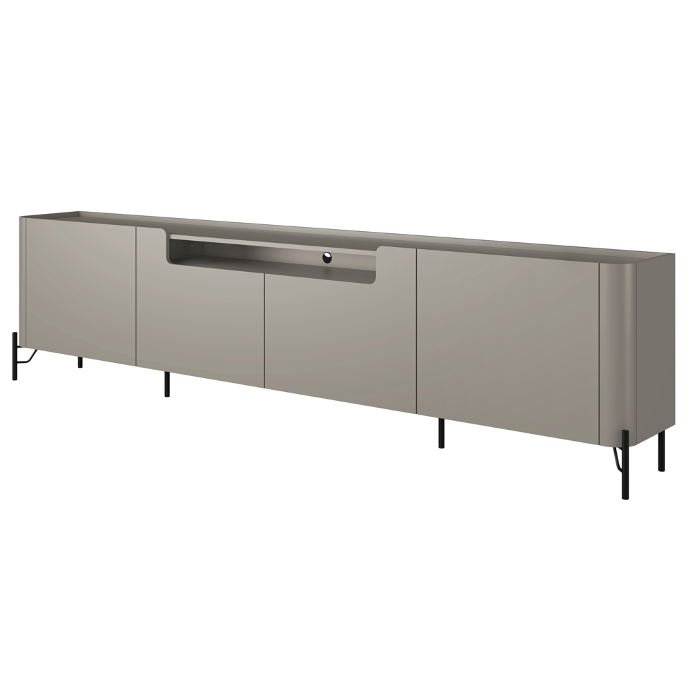 Rack Para Sala de Estar TV 75 Pol 4 Portas Pés Industrial Preto Alef I03 Grigio - Lyam Decor