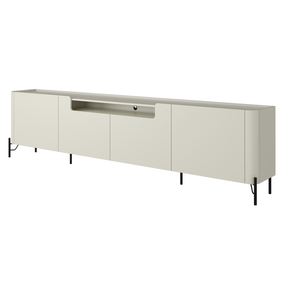 Rack Para Sala de Estar TV 75 Pol 4 Portas Pés Industrial Preto Alef I03 Luna - Lyam Decor