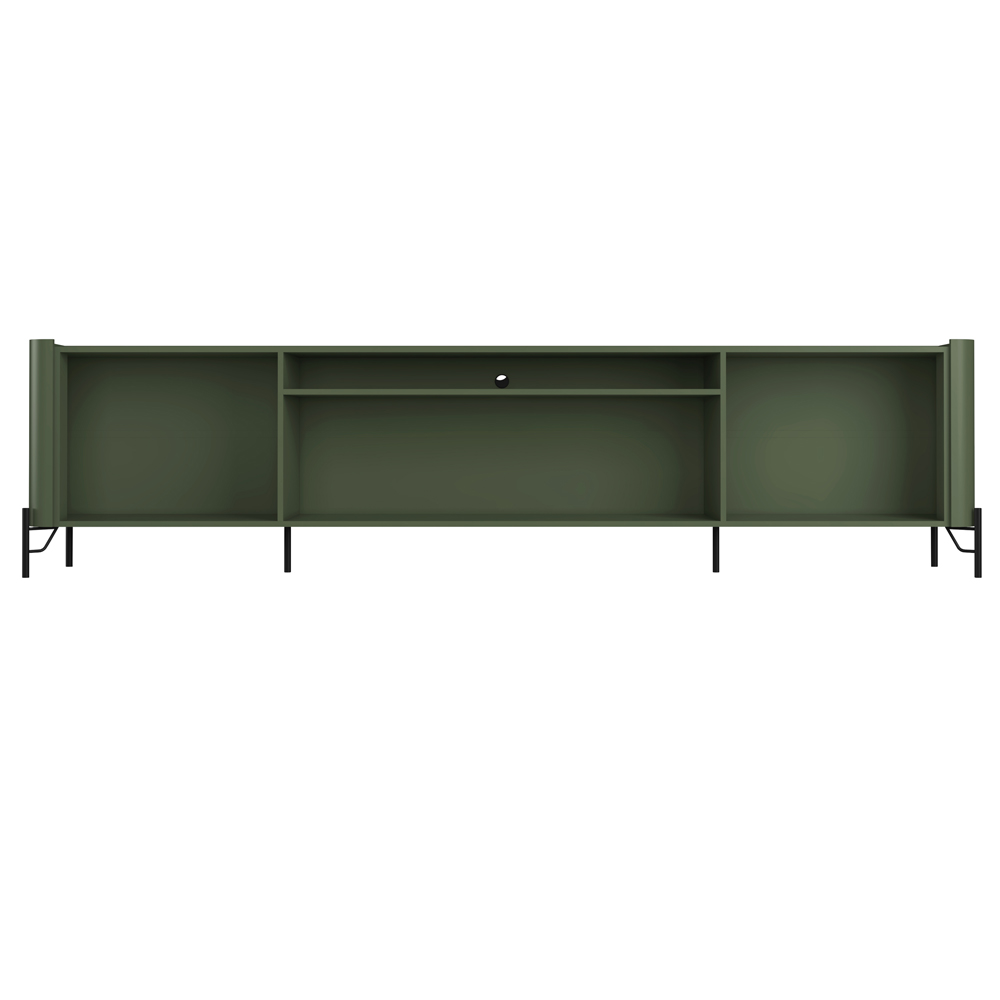 Rack Para Sala de Estar TV 75 Pol 4 Portas Pés Industrial Preto Alef I03 Musgo - Lyam Decor