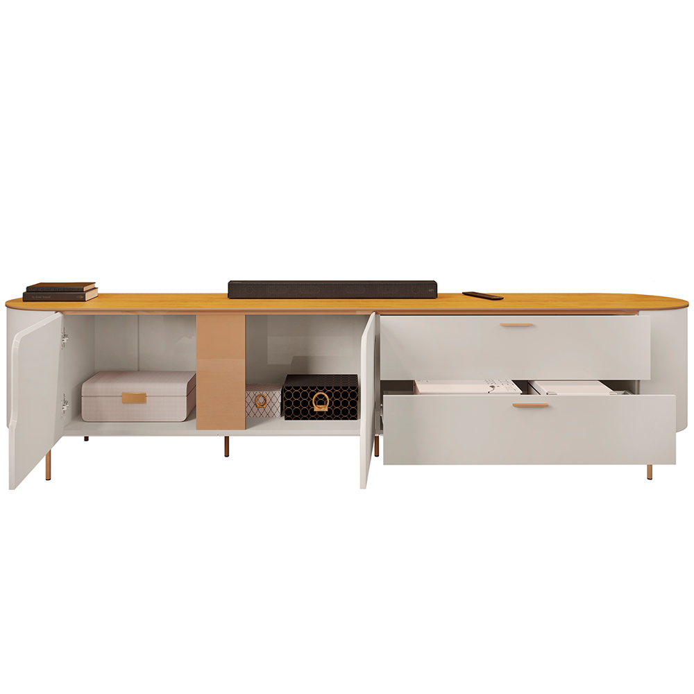 Rack Para Sala de Estar TV 75 Pol Orgânico Dion D05 Bali Cedro - Lyam Decor
