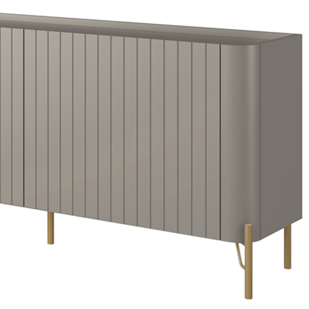Rack Para Sala de Estar TV 85 Pol 4 Portas Brise Pés Industrial Dourado Alef I03 Grigio - Lyam Decor