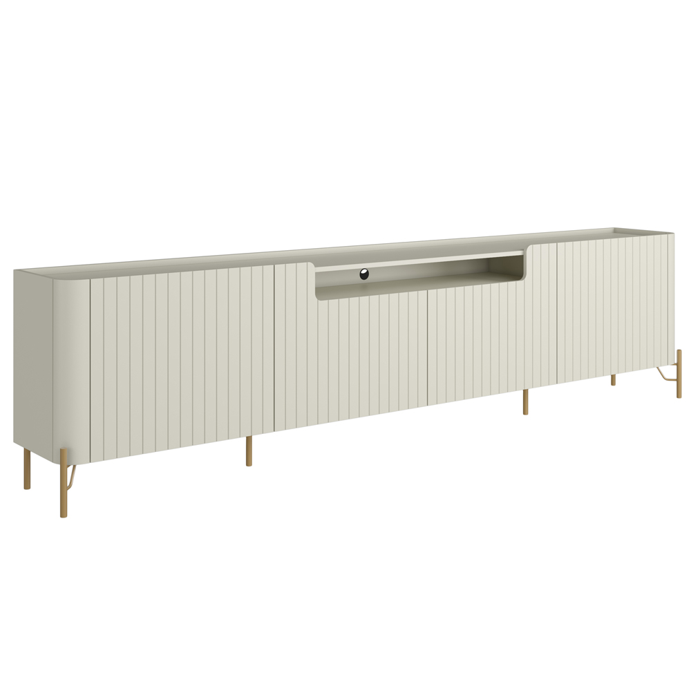 Rack Para Sala de Estar TV 85 Pol 4 Portas Brise Pés Industrial Dourado Alef I03 Luna - Lyam Decor