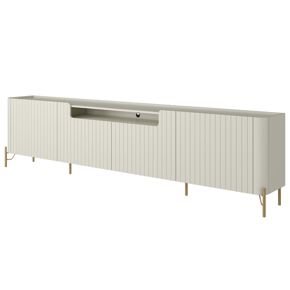 Rack Para Sala de Estar TV 85 Pol 4 Portas Brise Pés Industrial Dourado Alef I03 Luna - Lyam Decor