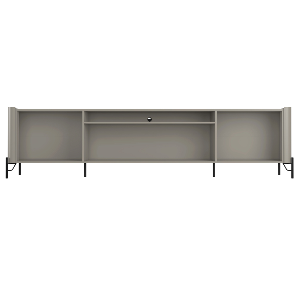 Rack Para Sala de Estar TV 85 Pol 4 Portas Brise Pés Industrial Preto Alef I03 Grigio - Lyam Decor