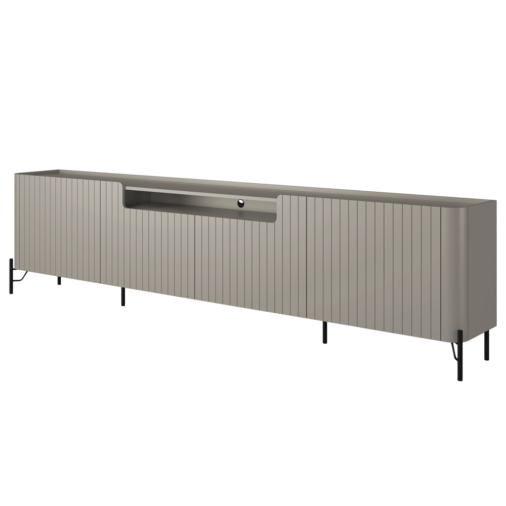 Rack Para Sala de Estar TV 85 Pol 4 Portas Brise Pés Industrial Preto Alef I03 Grigio - Lyam Decor