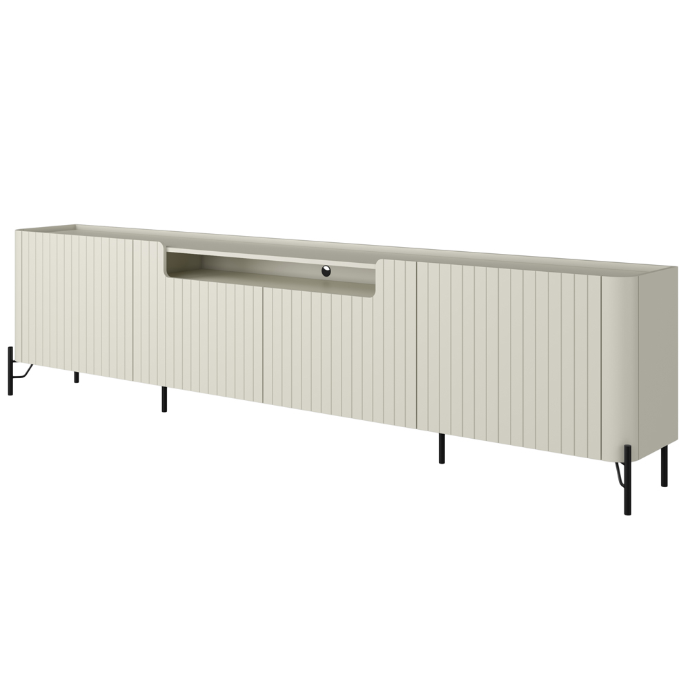 Rack Para Sala de Estar TV 85 Pol 4 Portas Brise Pés Industrial Preto Alef I03 Luna - Lyam Decor