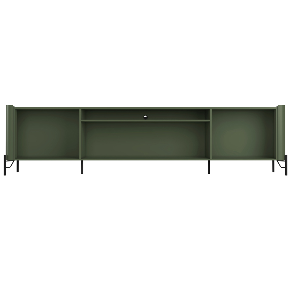 Rack Para Sala de Estar TV 85 Pol 4 Portas Brise Pés Industrial Preto Alef I03 Musgo - Lyam Decor