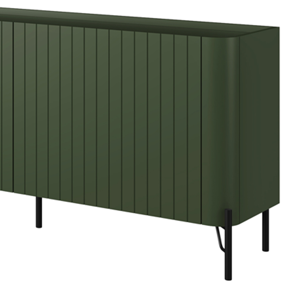 Rack Para Sala de Estar TV 85 Pol 4 Portas Brise Pés Industrial Preto Alef I03 Musgo - Lyam Decor