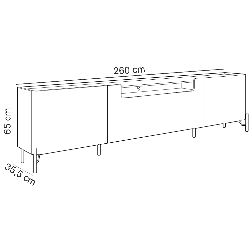 Rack Para Sala de Estar TV 85 Pol 4 Portas Pés Industrial Dourado Alef I03 Luna - Lyam Decor