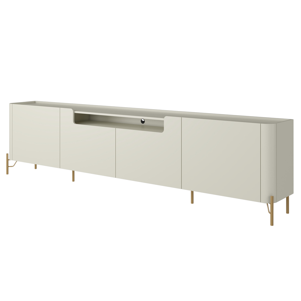 Rack Para Sala de Estar TV 85 Pol 4 Portas Pés Industrial Dourado Alef I03 Luna - Lyam Decor