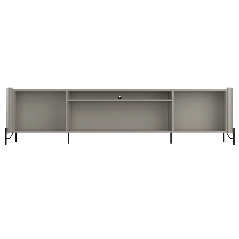 Rack Para Sala de Estar TV 85 Pol 4 Portas Pés Industrial Preto Alef I03 Grigio - Lyam Decor