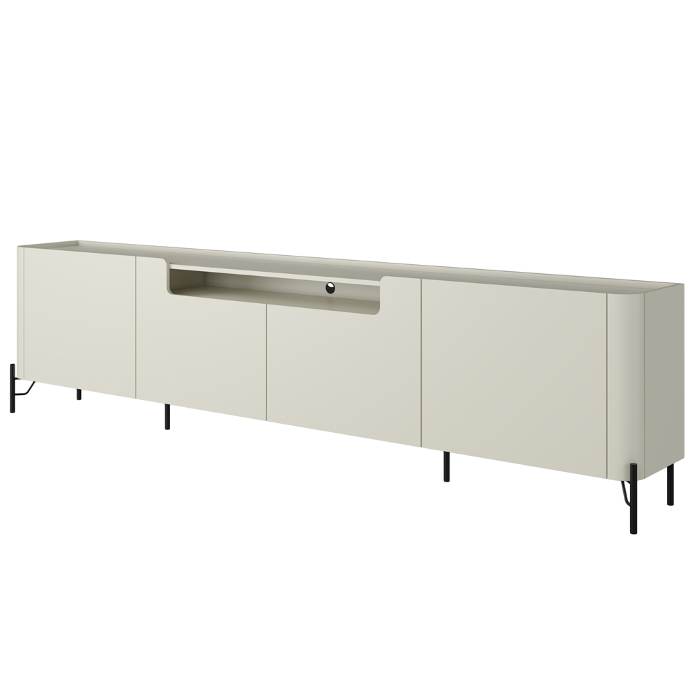 Rack Para Sala de Estar TV 85 Pol 4 Portas Pés Industrial Preto Alef I03 Luna - Lyam Decor