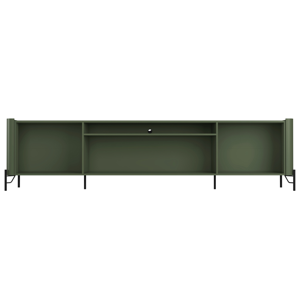 Rack Para Sala de Estar TV 85 Pol 4 Portas Pés Industrial Preto Alef I03 Musgo - Lyam Decor