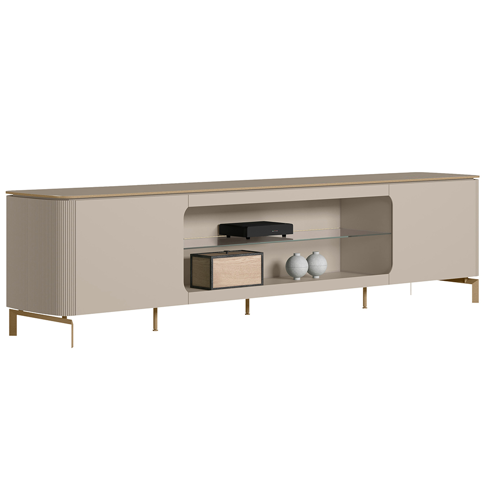 Rack Para Sala de Estar TV 85 Pol Pés Metálicos Elysia L05 Off White Fosco - Lyam Decor