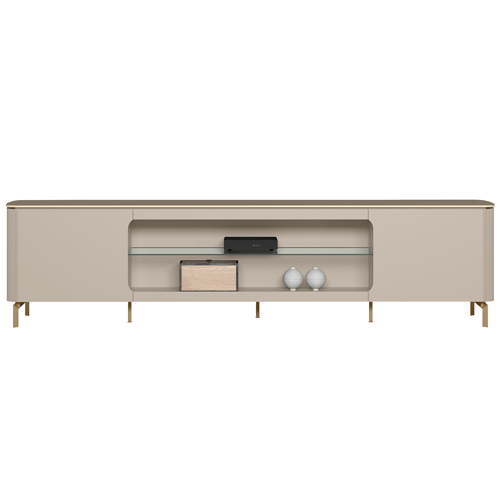 Rack Para Sala de Estar TV 85 Pol Pés Metálicos Elysia L05 Off White Fosco - Lyam Decor