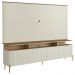 Rack Sala Com Painel Para TV 75 Pol 4 Portas Brise 220cm Pés Dourado Clio I03 Louro Luna - Lyam