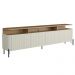 Rack Sala Com Painel Para TV 75 Pol 4 Portas Brise 220cm Pés Preto Clio I03 Louro Luna - Lyam