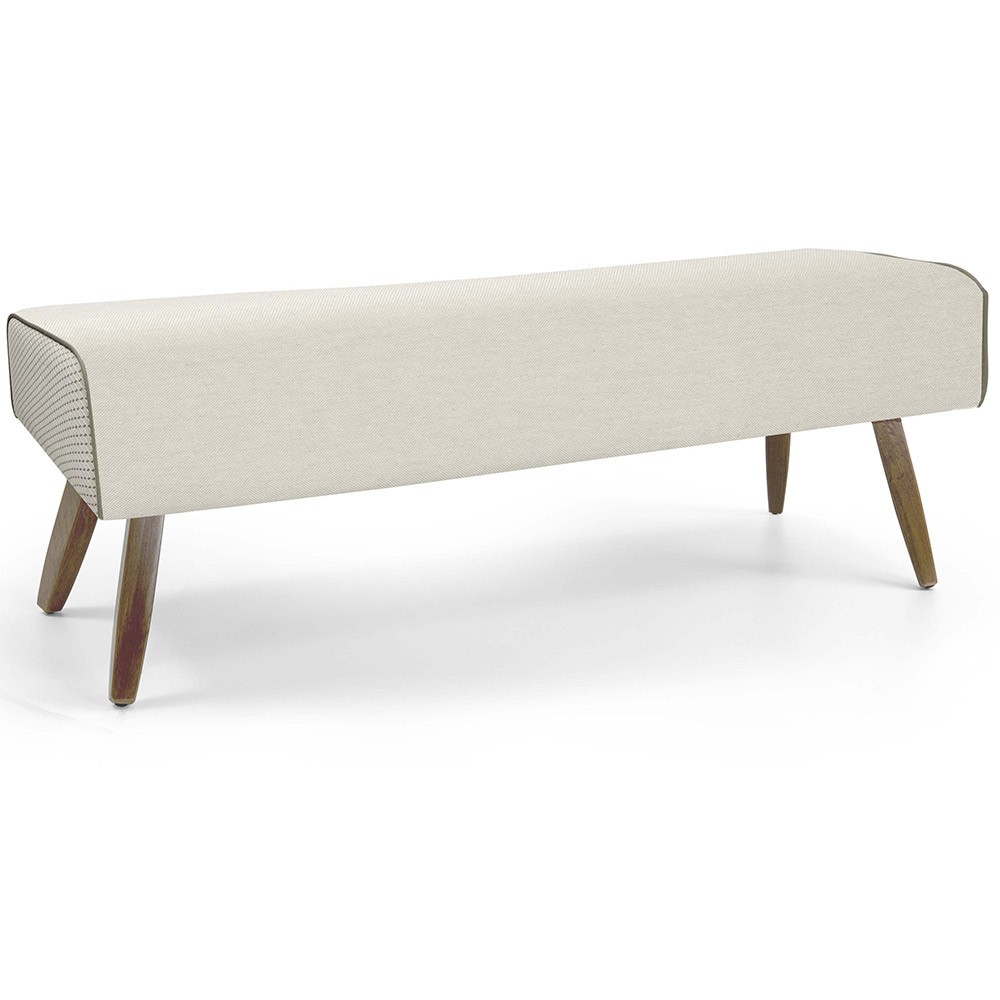 Recamier Decorativo com Pés de Madeira Viseo D02 120 cm Linho Bege B-172 - Lyam Decor
